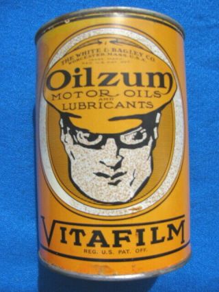 Vintage White & Bagley Empty Oilzum Motor Oil Can