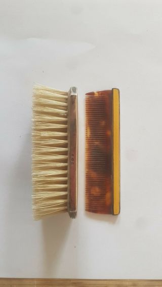 RARE Silver Enamel Child/Baby ' s Hairbrush/comb in case IDEAL CHRISTENING GIFT 2