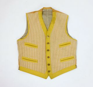 Edwardian Mens Vest Vintage Hunting Shooting Outdoor Wool British Antique Yellow