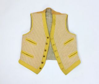 Edwardian Mens Vest Vintage Hunting Shooting Outdoor Wool British Antique Yellow 5