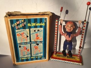 Rare Vintage 1950s,  Howdy Doody Doll On Metal Acrobat/trapeze W/orig.  Box