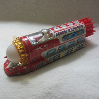Vintage MOON EXPRESS Tin Litho Battery Operated Made in Japan with Box 2