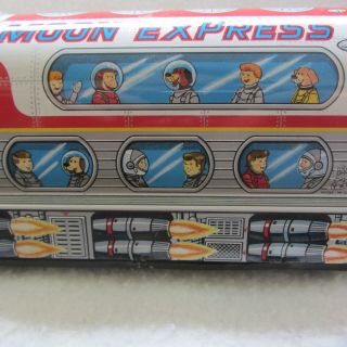 Vintage MOON EXPRESS Tin Litho Battery Operated Made in Japan with Box 3