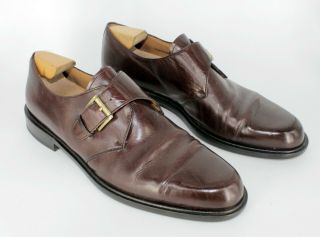 Vtg Mazlan Mens Tortosa Dk Brown Leather Buckle Monk Strap Loafer Shoes Sz 10.  5