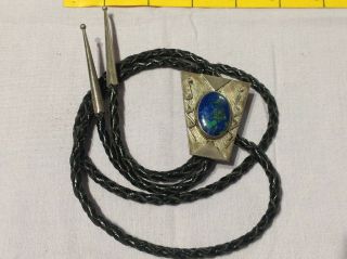 Vintage Native American Sterling Bolo Tie With Stone Signed Marked Ahr Western