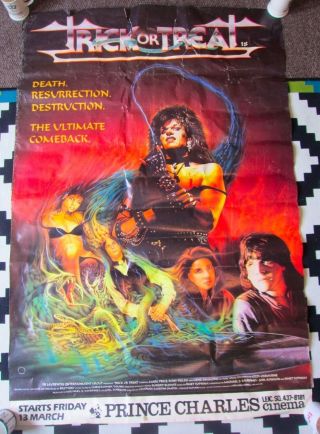 Vintage Trick Or Treat Massive Movie Poster Gene Simmons Ozzy Ozbourne