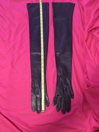Classic Leatherwear Vintage Black Leather Opera Gloves Size 8