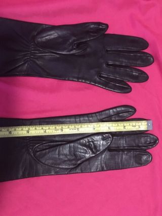 Classic Leatherwear Vintage Black Leather Opera Gloves Size 8 2
