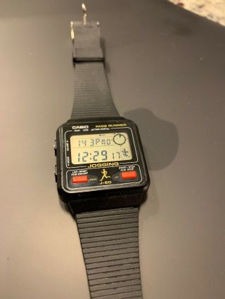 Vintage Casio Jogging Pace Runner J - 50 208 Module LCD Digital Men ' s Watch Rare 2
