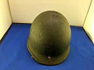 Vintage Ww11 Era Army Enlisted Helmet Us Military Green Metal Chin Strap