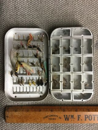 Wheatley Silmalloy Metal Fly Box Vintage With Flies