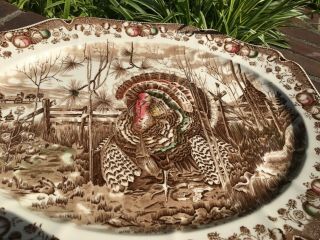 Vintage Large Oval Johnson Bros Wild American Turkeys Platter 20” 2