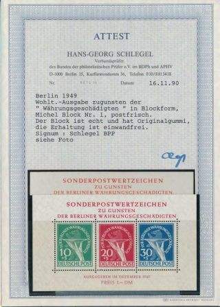 [g14119] Germany Berlin 1949 Rare Sheet Perfect Mnh Value $1300.  Certificate