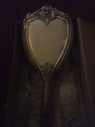 Vintage STERLING SILVER Vanity Hand Held MIRROR 8