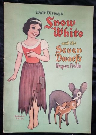 Disney Snow White & Seven Dwarfs Paper Doll Book,  Uncut - 1938 Authorized Ed