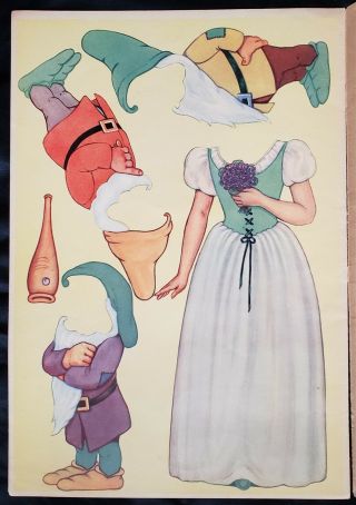 Disney Snow White & Seven Dwarfs Paper Doll Book,  Uncut - 1938 authorized ed 3