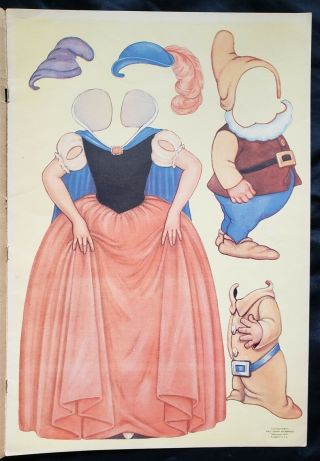 Disney Snow White & Seven Dwarfs Paper Doll Book,  Uncut - 1938 authorized ed 4