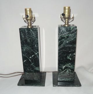 Vintage Square Marble 16 " Table Lamps Emerald Green P/u Avail Raleigh