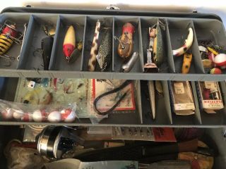 Vintage My Buddy Falls City Fishing Tackle Box & Tackle.  Zebco 33,  Fillet Knife 4