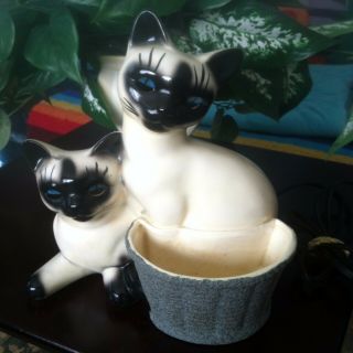 Vintage Siamese Cats Tv Lamp And Planter