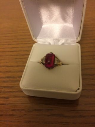 10k Antique/vintage Ruby Red Stone Ring Nr