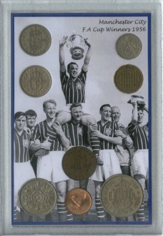 Manchester City Man Vintage Fa Cup Final Winners Retro Coin Fan Gift Set 1956