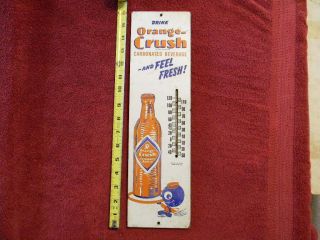 Vintage 1940s Orange Crush Soda Advertising Thermometer Sign No B882