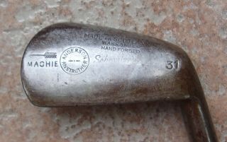 Antique Vintage Anderson Anstruther Concave Hickory Wood Shaft Golf Club Mashie