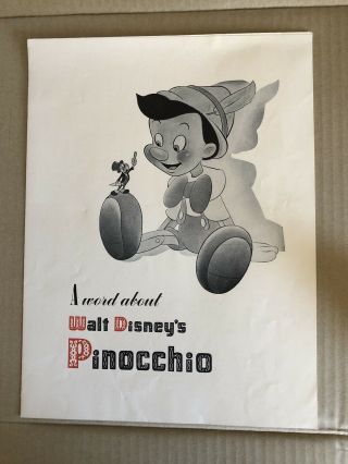 Vintage 1939 - 1940 Walt Disney Pinocchio Movie Premier Program & 4 Lithographs 2