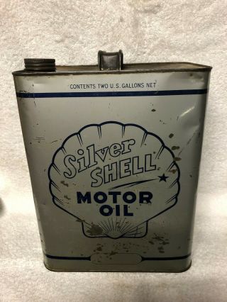 Rare Vintage Silver Shell 1 Gallon Oil Can Empty