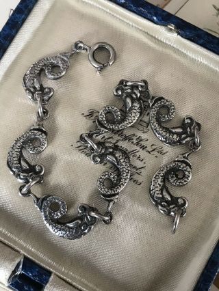 Antique /vintage Scottish Iona C.  A.  I Sterling Silver Celtic Sea Serpent Bracelet