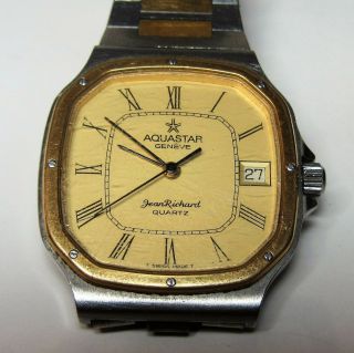Vintage Jean Richard Aquastar Geneve Gold & Silver Tone Swiss Watch Great