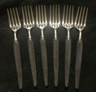 Vintage Branchell Color Flyte Melmac Charcoal Gray Set Six (6) Salad Forks