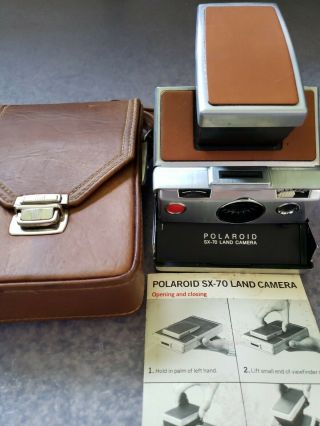 Vintage Polaroid Sx - 70 Land Camera With Leather Case And Instructions