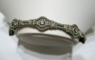 Incredible Antique Art Deco Sterling Silver Clear Paste Brilliant Bracelet