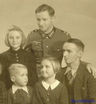 Lg.  Port.  Photo: Rare German Boy Wehrmacht Unteroffizier School Cadet & Family