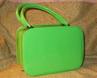 Vintage 1960s Lime Green Vinyl Raggedy Ann Andy Purse Travel Doll Carry Case 8