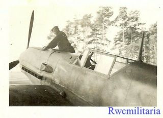 Rare Luftwaffe Ground Crewman Checks Guns On Me - 109 Fighter Plane; 1940