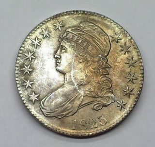 1825 Capped Bust Half Dollar Near Choice Uncirculated Double Profile Rare