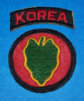 Cut - Edge Korean War 24th Infantry Division Patch,  Matching Korea Tab