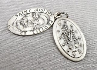 Vintage STERLING Silver Enamel Religious SLIDE Charm Pendant Miraculous Medal 6
