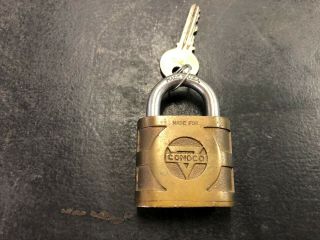 Vintage Yale Conoco Oil Co.  Brass Lock & Key