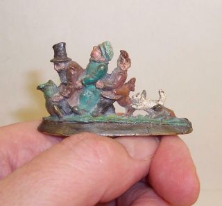 Vintage Cold Painted Bronze Miniature Family Pulling Up Turnip Comical Signed