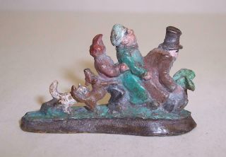 Vintage COLD PAINTED BRONZE Miniature FAMILY Pulling Up TURNIP Comical SIGNED 6