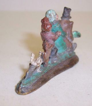 Vintage COLD PAINTED BRONZE Miniature FAMILY Pulling Up TURNIP Comical SIGNED 7