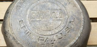 Vtg Griswold No 2 Cast Iron Skillet 703 Slant Logo Erie PA Heat Ring HTF Rare 3