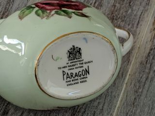 Vintage Paragon English Bone China Sugar & Creamer Set Dark Pink Roses Gold Trim 6