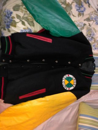 Vintage Cross Colours Leather Wool Varsity Jacket size 2 (large) 2