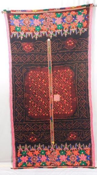 Old Indian Embroidery Kuchi Woolen Vintage Wrap Rabari Tribal Ethnic Stole Shawl