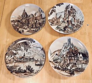 Vintage Villeroy And Boch Decorative Plate Set.  German Landscapes And Castles.